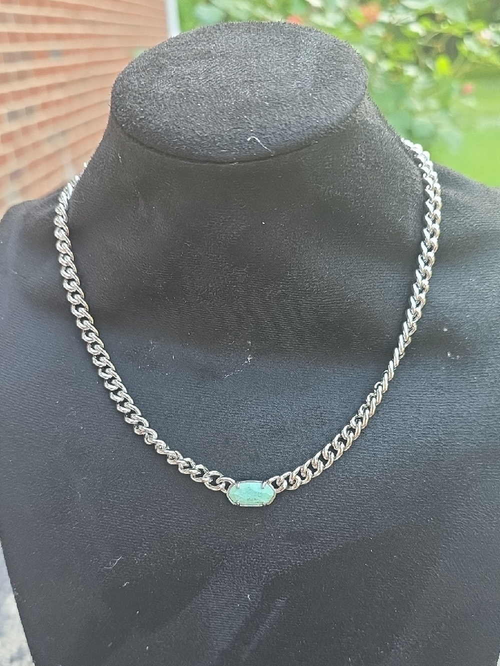 Kendra Scott Silver Chain Necklace with Turquoise Stone